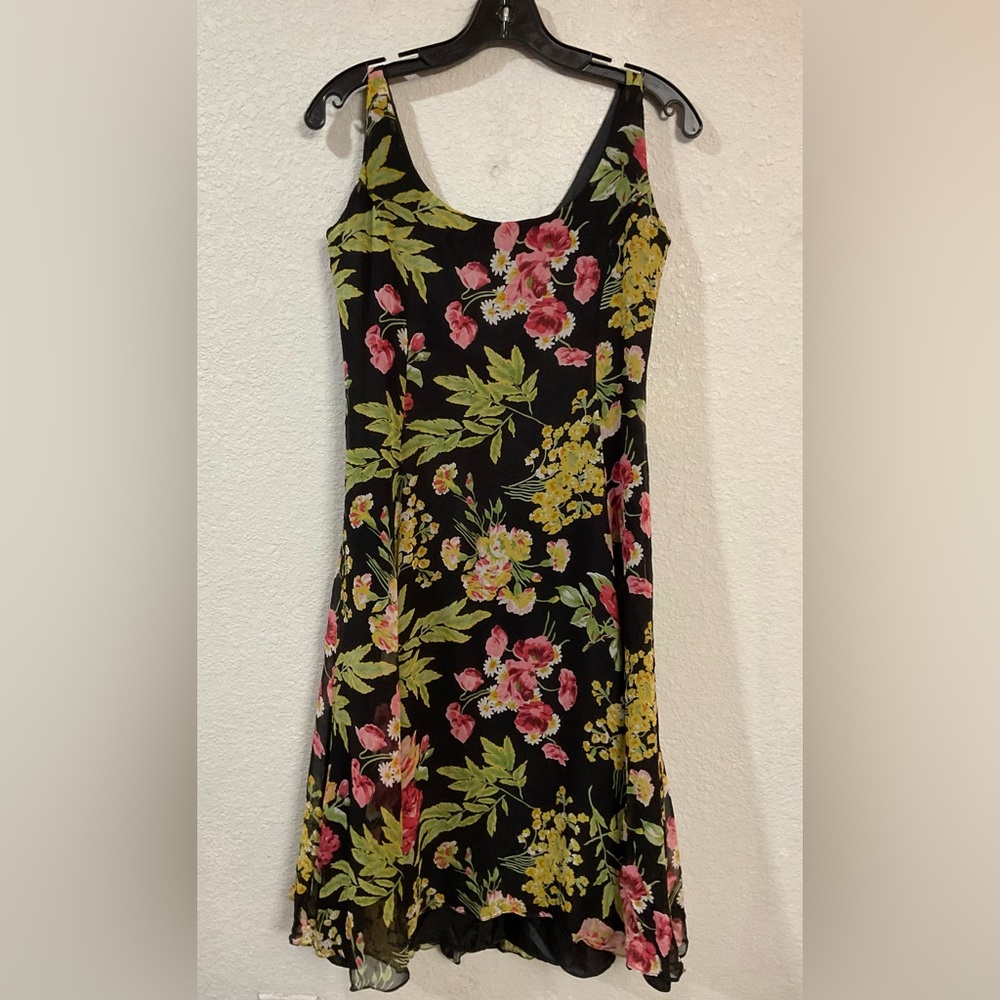 Ralph Lauren Black Floral Mini Dress Y2K
